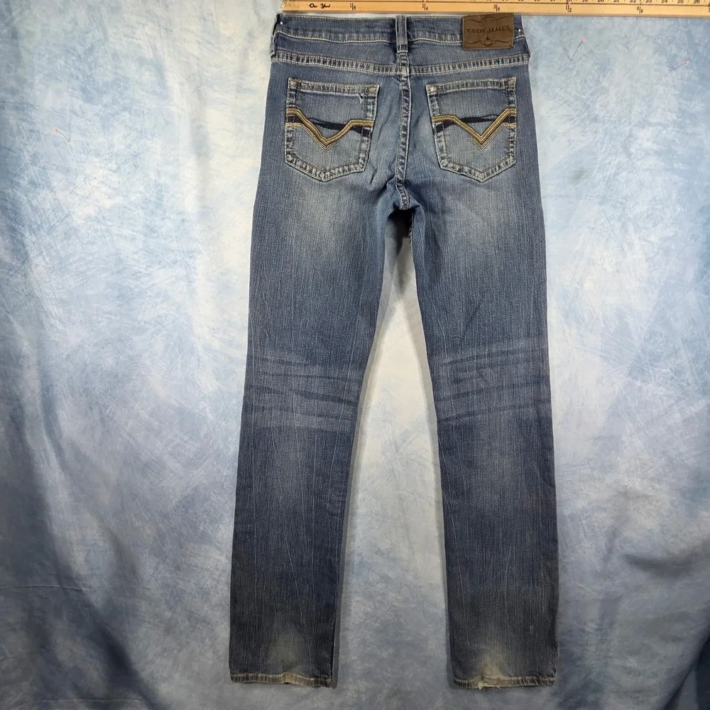 Cody James Mens Slim Straight Western Denim Jeans Medium Wash Blue 30x36